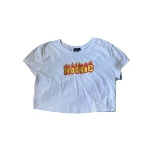 Rue 21 y2k embroidered flame hottie baby crop tee